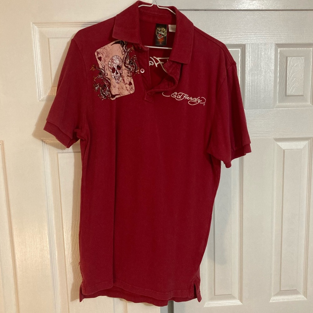 Ed Hardy red vintage polo skull cards and eagle